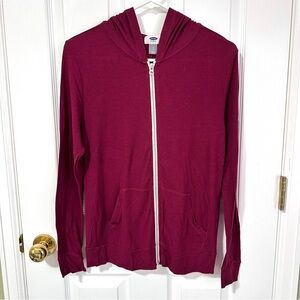 Burgundy Hooded Zip-Up